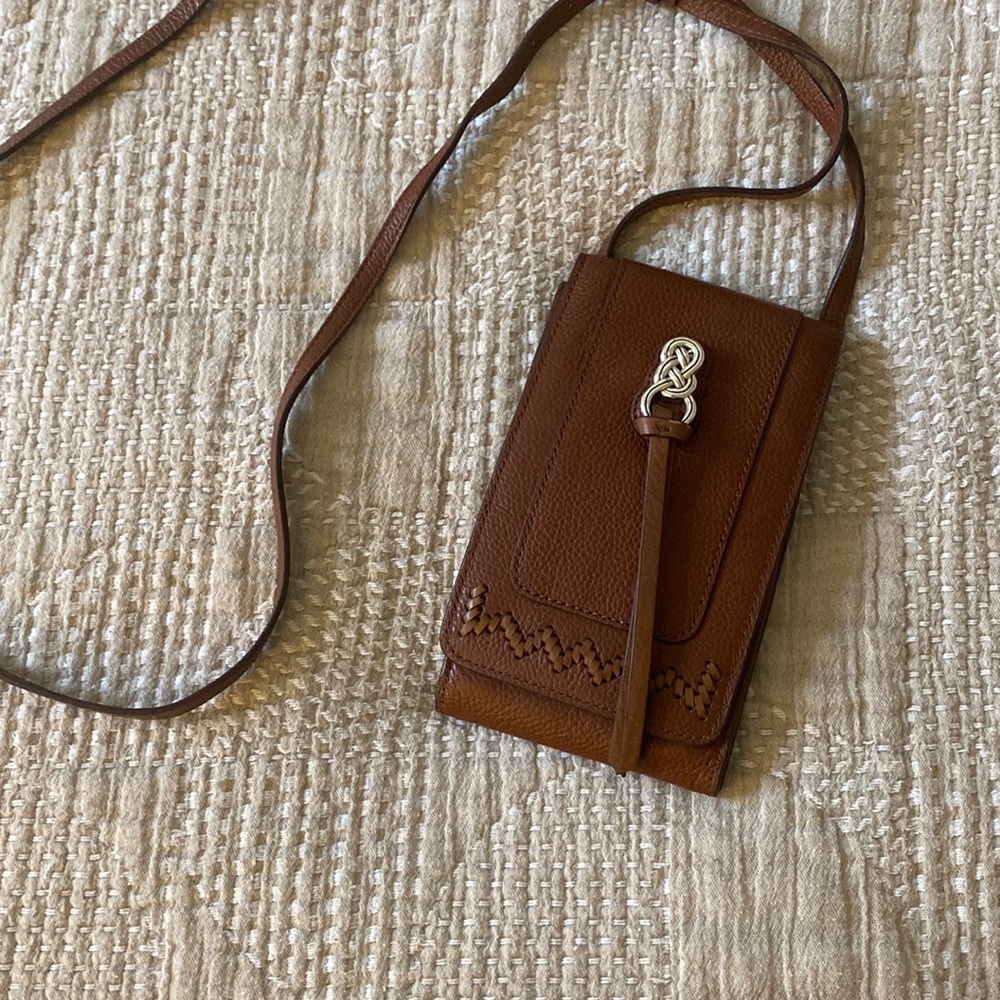 NWOT Brighton cell phone wallet - leather and sterling silver